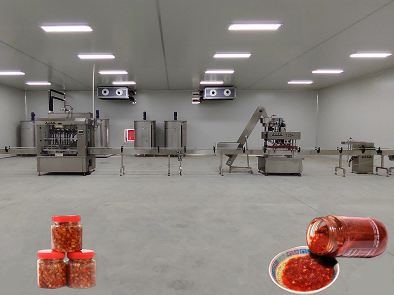 整套辣椒醬灌裝機(jī)生產(chǎn)線-多頭顆粒醬灌裝設(shè)備案例分享